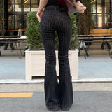Yeknu  Retro Lace-up Low Rise Pants Streetwear Patchwork Loose Casual  for Women Harajuku Straight Trousers Korean Fashion