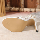 Yeknu  Summer Sexy Open Toe String Bead Women Sandals Sexy High Heeled Wedding Party Shoes
