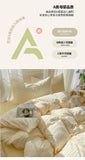 Yeknu 2025 new class A aerobic knitted cotton printing small fresh four-piece set, bed sheet, bed hat four-piece set