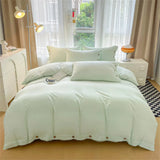 Yeknu  Queen Double Size Bedding Set Pillowcase Trendy Live Stream Button Washed Cotton Skin Friendly Breathable Modern Home Collection