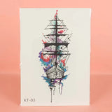 Yeknu  Sailboat Long-lasting Waterproof Temporary Tattoo Sticker, Realistic Non-reflective Fake Tattoo, for Men and Women