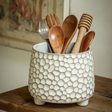 Yeknu  Pinecone-shaped three-legged ceramic storage jar and kitchen tool holder, a distinctive and personalized decorative item