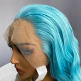 Yeknu   Blue Short Wigs for Women Heat Resistant Short Wave Lace Front Wig Heat Resistant Synthetic Hair Daily Use Cosplay