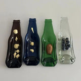 Yeknu  Creative Retro Style Flat Glass Bottle Storage Ornaments Ins Style Ashtray Beer Bottle Jewelry Necklace Ring Tray  Dessert Plate