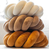 Yeknu  Cream Coffee Knot Pillow Ball Large Decorative Throw Pillows Velvet Round Knotted Pillow for Home Bed Room Couch Decor Office