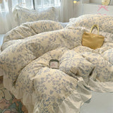 Yeknu  Korean Style Bedding Set with Pillowcase bed sheet Single Full Size Bed Linen Duvet Cover Set Queen/King Double Comforter Cover