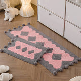 Yeknu  Lovely Cotton Bedroom Rug Soft Handmade Pompom Bathroom Mat Carpet Long Bedside Decorative Tidy Pad Aesthetic Home Room Decor