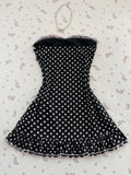Yeknu  Women's Casual Vacation Elegant Outfit Daily Versatile Fashion Outing Pink Bow Decor Mesh Polka Dot Print Tube Top Mini