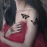 Yeknu  Long-lasting waterproof temporary tattoo stickers simulated non-reflective black butterfly pattern fake tattoos for girls