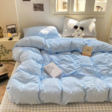 Yeknu Striped Bedding Set Ins Korean Duvet Cover Set Flat Sheets Set With 2 Pillowcases Single Twin Full Queen Size Bed Linen Set