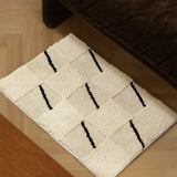 Yeknu  Nordic Tufting Stripe Bathroom Mat Tufted Beige Bathmat Soft Bedroom Rug Foot Pad Living Room Carpet Anti-slip Home Room Decor
