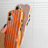 Yeknu  Fashion Glossy Double Color Stripes Case for iPhone 12 13 14 15 16 17 Pro Max 17 Air Color Collision Ultra Thin Shockproof Cover