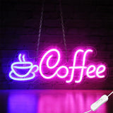 Yeknu  Coffee Neon Sign Light USB/Battery Led Neon Lamps for Bar Cafe Restaurant Party Art Wall Decor Window Hanging Night Lights