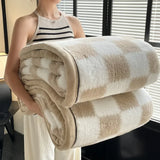 Yeknu Checkerboard Grade A Half-sides Fleece Keep Warm Blanket Autumn Winter Warmth Throw Blankets for Sofa Napping Shawl Blanket Cozy
