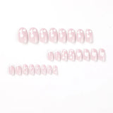 Yeknu  24pcs French White Border Heart-shaped Print Press on Nails Simple Short Nails Full Cover Wearable False Nails