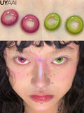 Yeknu  1 Pair Cosmetic Color Lens Korea Cosplay Big Eyes Contact Lens Diameter Large Pink Lens