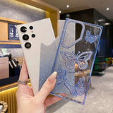 Yeknu  Hard Shell Butterfly Glitter Phone Case For Samsung S25 Ultra S25 S26 Ultra S26 S24 S23 A26 5G A16 Lncludes Bracelet Cover Funda