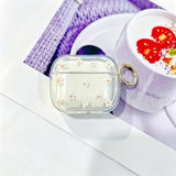 Yeknu  Cute Ins style pink cherry blossom sparkling transparent TPU shell with metal keychain