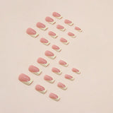 Yeknu  24 PCs Short French Minimalist Nails with 1 Jelly and 1 Nail File