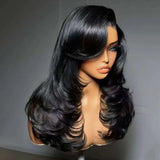 Yeknu  Black Lace Font Wig 13x4 Glueless Layered Wig Pre Plucked Pre Cut Fce Framing Lace Front Wig Syntheti Lace Front Wg for Wome
