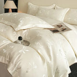 Yeknu  Jacquard washed Tencel 4-piece set, butterfly ice silk smooth quilt cover for bare sleeping, high-end 3-piece bedding