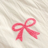 Yeknu  3 Piece Sheet Set Pink bowknot embroidery duvet cover Set ， comfortable Bedding Set Bedspread for All Season