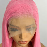 Yeknu  Pink Straight Wig 13*4 Synthetic Lace Front Wigs for Women Hot Pink Wig Long Silk Straight Wig Free Part Daily Wear Cosplay Wigs