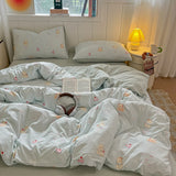 Yeknu  Double-layer yarn printing four-piece set, student dormitory three-piece set, bed sheet quilt cover, bedding