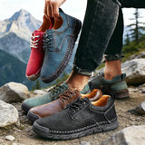 Yeknu  Men Boots Spring Autumn High Top Handmade Leather Shoes Soft Sole Comfortable Fashion Sneakers Non-slip Durable Stylish Loafers