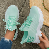Yeknu  women's casual shoes fly-woven upper running tide Korean version large size sports casual