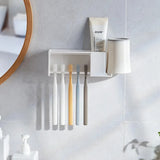 Yeknu  Bathroom Shelves Wall Mount Toothbrush Toothpaste Holder Suction Cup Storage Rack Toiletries Organizer Bathroom Accessories