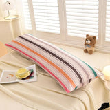 Yeknu  Winter new milk fleece printed long throw pillow couple household double long pillow waist pillow