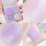 Yeknu  4-Color Eyeshadow Palette Cut Off Eye Makeup Purple Green Eye Shadow Glitter Pearly Colorful Eyeshadow Korean Eye Makeup Palette