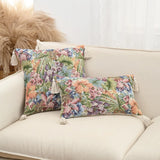 Yeknu  Cotton Linen Flower Cushion Pillowcase Retro European Style Living Room Sofa Backrest High Precision Jacquard Cushion Cover
