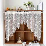Yeknu  1Pc,Chic French Retro Romantic Lace Curtain with Tassels Geometric Embroidery, Rod Pocket Design for Living Room & Bedroom Decor