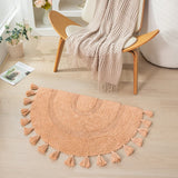 Yeknu  Semicircle Cotton Rug Handmade Tassels Mat Soft Kids Pet Game Play Area Carpet Children Bedroom Decorative Pad Home Room Decor