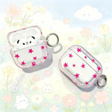 Yeknu  Cute colored sticker pink star shaped transparent TPU headphone case protective cover, anti drop with keychain