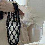 Yeknu  Portable Coffee Cup Bag Hollow Out Bottle Bag Practical Mugs Bag Foldable Water Bottle Bags Woven Net Bag Cup Cover