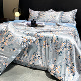 Yeknu  new high-end luxury silky Sleeping naked digital printing washed silk style Bedding Set Duvet Cover Bed Sheet Pillowcases