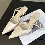 Yeknu  Sexy Spring Buckle Strap Women Pumps Sandals Fashion Thin Heels Shoes Elegant Pointed Toe Mules
