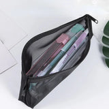 Yeknu  1Pc Clear Mesh Pencil Case Stereoscopic Portable School Supplies Pen Box Bill Storage Bag Zipper Pouch Office Student Pen Bag