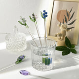 Yeknu  Japanese Style Milk Dessert Bell Orchid Glass Spoon Colorful Transparent Glass Cute Long Handled Coffee Stirring Spoon