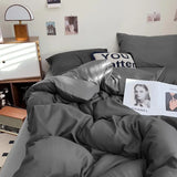 Yeknu  New Washed Cotton Single Quilt Cover Solid Color Double Duvet Cover Skin Friendly and Comfortable Bedding 150x200 180x220