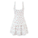 Yeknu  Jastie French Style Floral Print Sleeveless Dress Women Sweet Lace Spliced A-line Summer Mini Dresses Holiday Robe Tank Vestidos