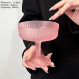 Yeknu  Pink Drill Patterned Glass Ice Cr Cup Dert Glass Sculpted Design Single Layer Universal Cup Nordic Sle 200ml Capaci