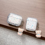 Yeknu  Transparent pink snowflake bear with pendant is suitable for airpods4 protective case airpodspro3rd generation Apple