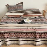 Yeknu  100% Cotton 4-Layer Gauze Fringe Blanket Spring Summer Soft Throw Blanket Multi-use Shawl Travel Blanket for Bed Sofa