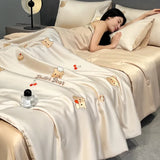 Yeknu  new washed ice silk summer quilt four-piece air conditioner quilt four-piece summer cool ice silk summer quilt