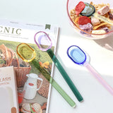 Yeknu  Stained Glass Spoon Dessert Ice Cream Milk Long Handled Spoon Coffee Soup Stirring Spoon High boric acid heat and cold resistanc