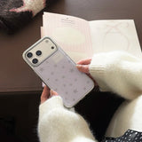 Yeknu  Autumn-Winter Minimalist Purple Stars Sliver Edge Back Cover Case for iPhone 13 14 15 16 17 Pro Max 17Pro Protective Phone Case